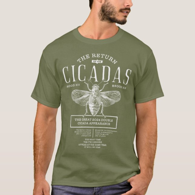 Cicada Summer 2024 Dubbla Brood Appearance Biology T Shirt (Framsida)