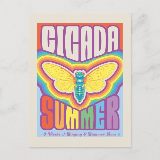 Cicada Summer Kärlek Vykort (Framsida)