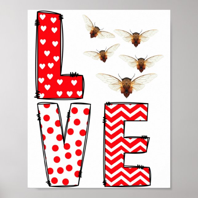 Cicada Valentines Day Love Valentine Cute Hearts  Poster (Framsidan)