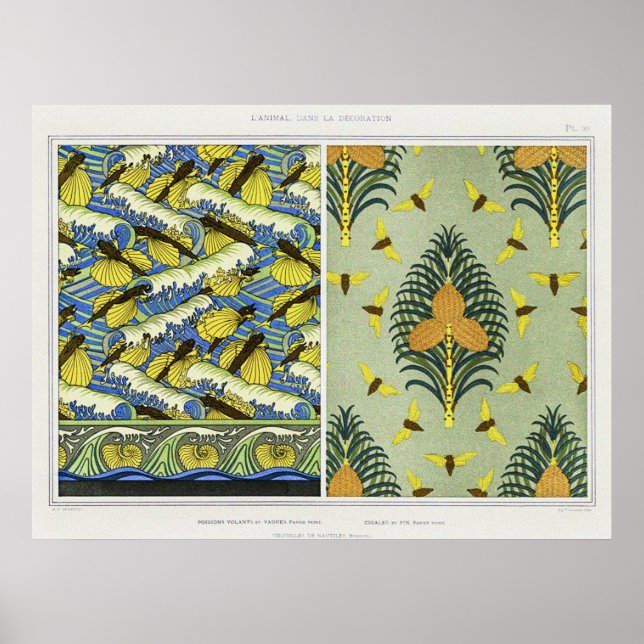 Cicadas, Flytande fisk och Nautilus-Snäckor Poster (Framsidan)