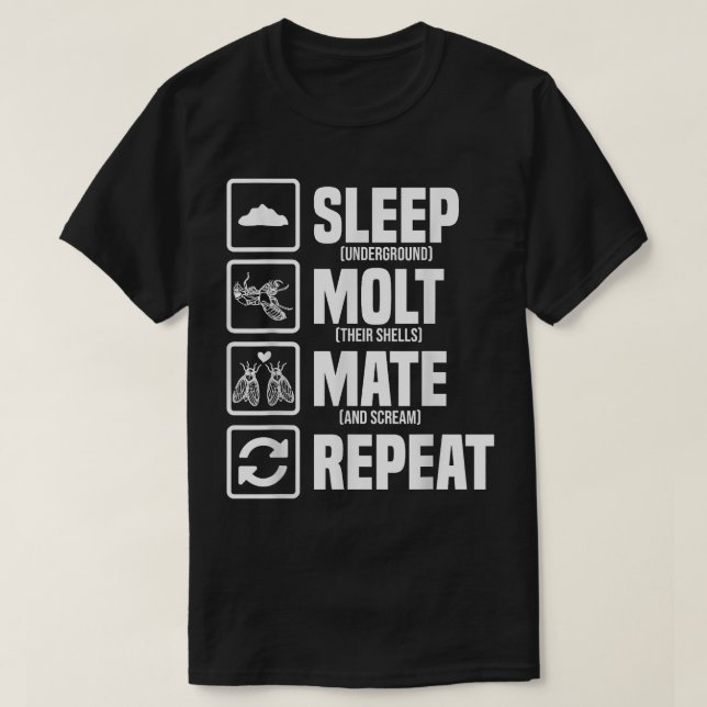 Cicadas Life Cycle Svilomatt Mate Upprepa Entomolo T Shirt (Design framsida)