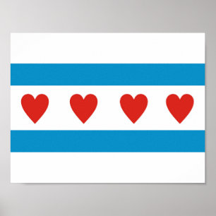 Cicago City kärlek flagga hearts usa enade stater Poster