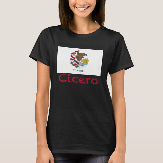 Cicero Illinois Flag USA Souvenir T Shirt (Framsida)