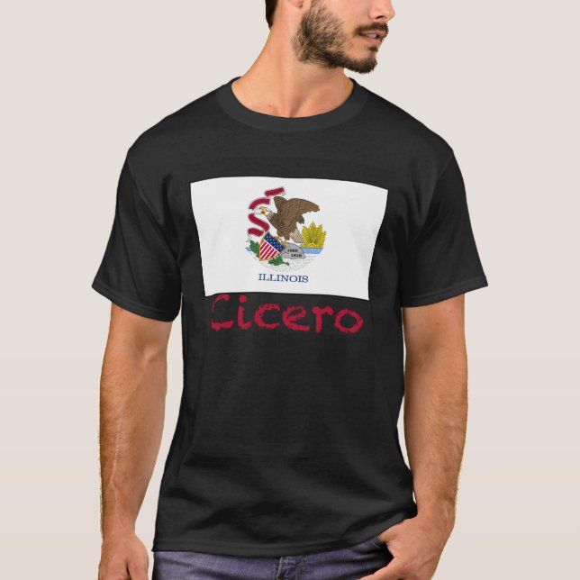Cicero Illinois Flagga USA Souvenir T Shirt (Framsida)