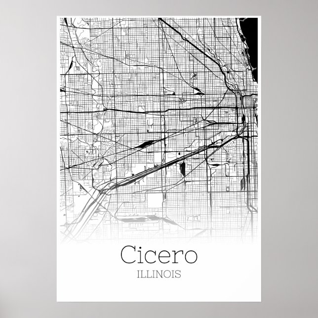 Cicero Karta - Illinois - City Karta Poster (Framsidan)