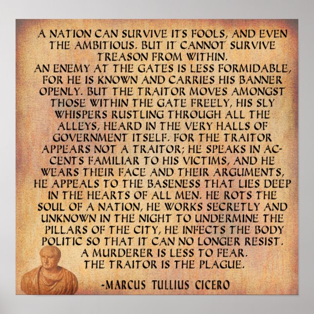 CICERO QUOTE - NATION KAN INTE ÖVERLEVA TREASON POSTER (Framsidan)