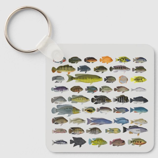 Cichlid Fish GroupKeychain Nyckelring (Framsida)