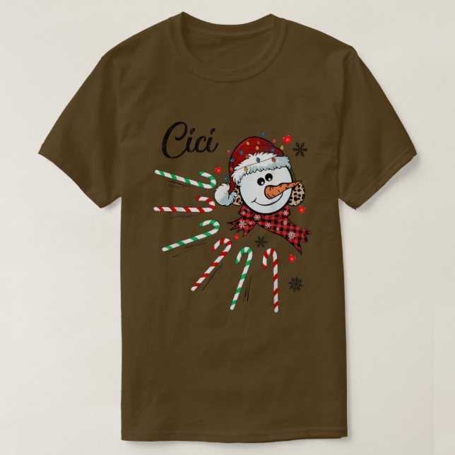 Cici Snögubbe Candy cane, jul, Julafton Funny 418 T Shirt (Design framsida)