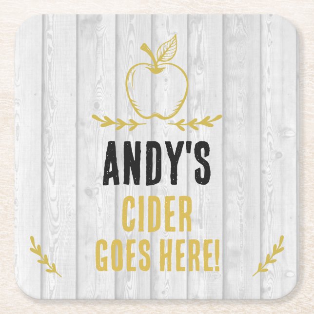 Ciderdrickar Väderbiten Trä Effekt Ölkudde Underlägg Papper Kvadrat (Framsidan)