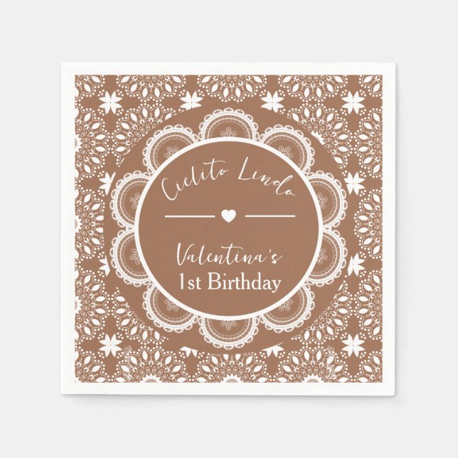 Cielito Lindo 1-årsdag Brun Pappersservett (Framsidan)