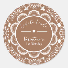 Cielito Lindo 1-årsdag Brun Runt Klistermärke