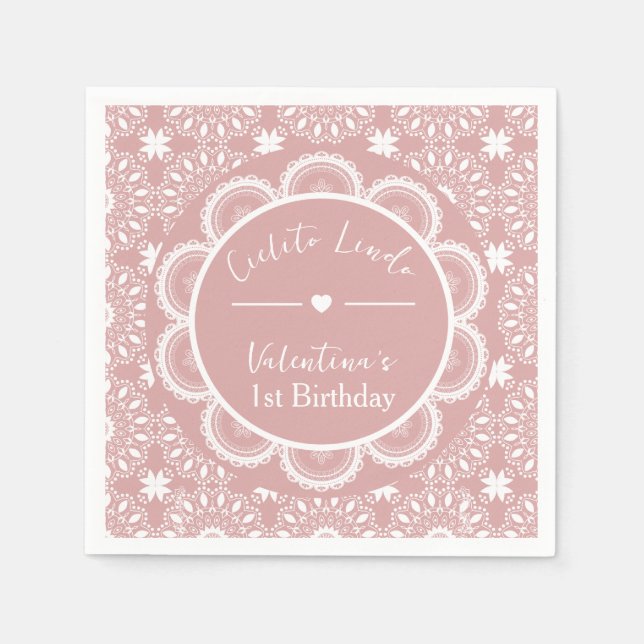 Cielito Lindo 1-årsdag Rosa Pappersservett (Framsidan)