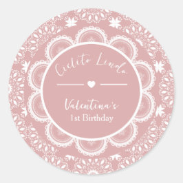 Cielito Lindo 1-årsdag Rosa Runt Klistermärke