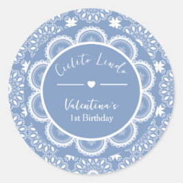 Cielito Lindo 1-årsfirande Blå Runt Klistermärke