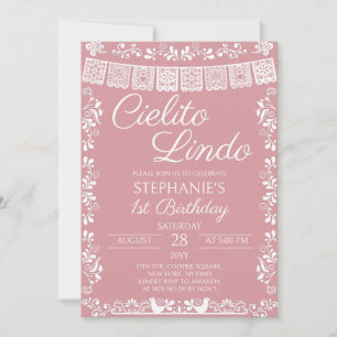 Cielito Lindo 1-årsfirande i rosaskär nyans Inbjudningar