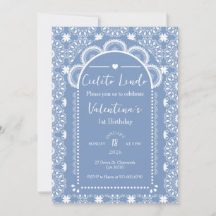 Cielito Lindo 1st Birthday Blue Inbjudningar