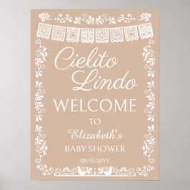 Cielito Lindo Baby Shower Beige Välkommen Poster