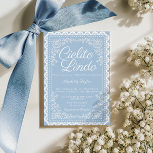 Cielito Lindo Baby Shower Inbjudan Dammig blå