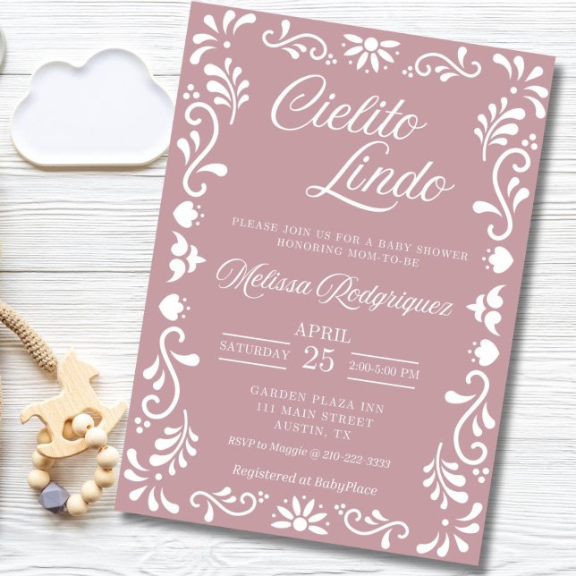 Cielito Lindo Baby Shower-inbjudan, dammig Rosa Inbjudningar (Skapare uppladdad)