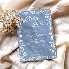 Cielito Lindo Baby Shower-inbjudan, Dusty Blue Inbjudningar