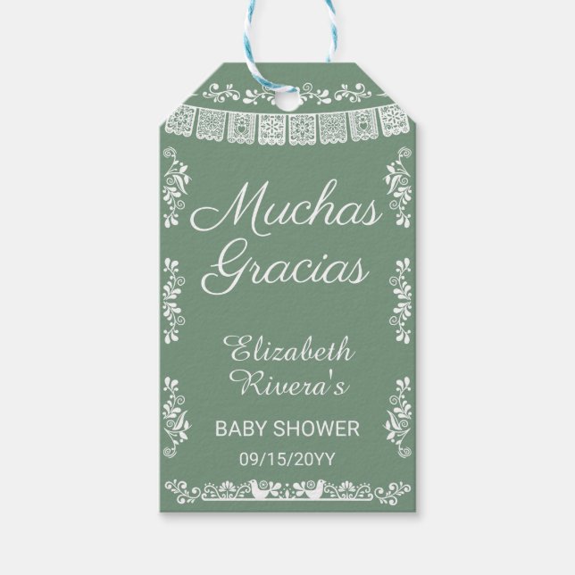 Cielito Lindo Baby Shower Muchas Gracias Presentetikett (Framsidan)