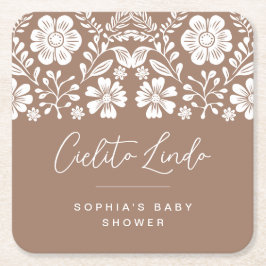 Cielito Lindo Baby Shower Terracotta-inbjudan Underlägg Papper Kvadrat
