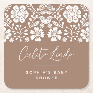 Cielito Lindo Baby Shower Terracotta-inbjudan Underlägg Papper Kvadrat