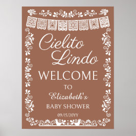 Cielito Lindo Baby Shower Terracotta Welcome Poster