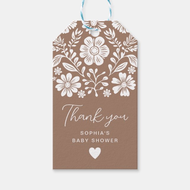 Cielito Lindo Baby Shower Terrakotta Tack Presentetikett (Framsidan)