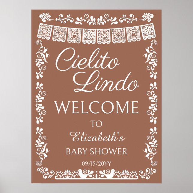Cielito Lindo Baby Shower Terrakotta-välkomstskylt Poster (Framsidan)