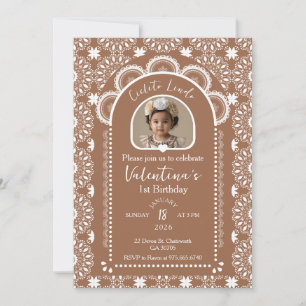 Cielito Lindo Beige 1:a födelsedagsfoto Inbjudningar