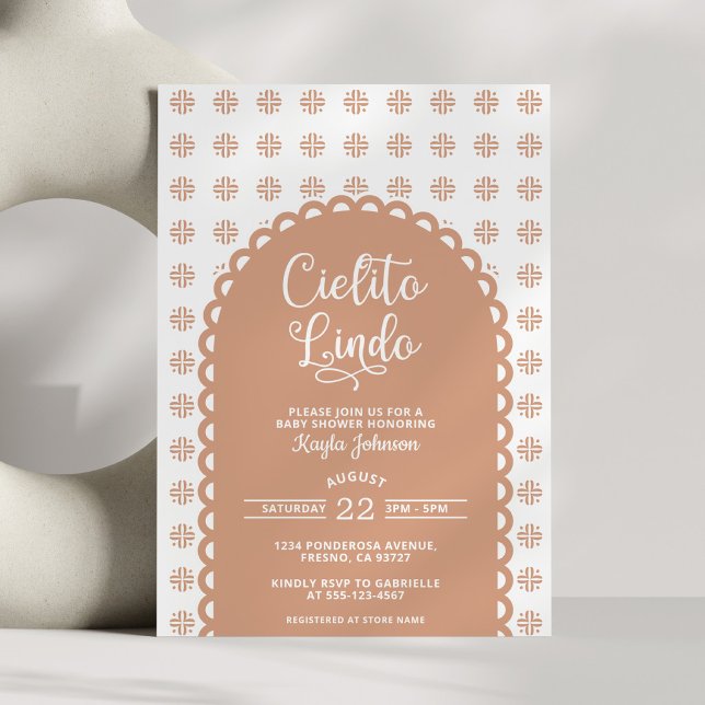 Cielito Lindo Beige Båge Talavera Barnkalas Inbjudningar (Skapare uppladdad)