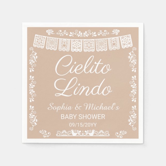 Cielito Lindo Beige Bebis-fest Pappersservett (Framsidan)