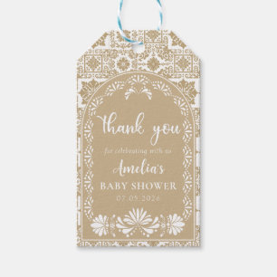 Cielito Lindo Beige Mexican Baby Shower Gift Märkr Presentetikett