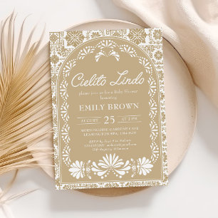Cielito lindo beige Mexikanska babyduschinbjudan Inbjudningar