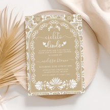 Cielito lindo beige Mexikanska babyduschinbjudan
