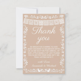 Cielito Lindo Beige Papel Picado Baby Shower Tack Kort