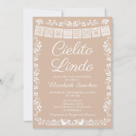 Cielito Lindo Beige Papel Picado Barnkalas Inbjudningar
