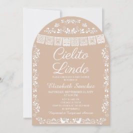 Cielito Lindo Beige Papel Picado Barnkalas Inbjudningar