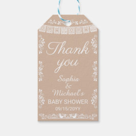Cielito Lindo Beige Papel Picado Barnkalas Presentetikett