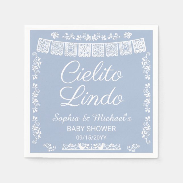 Cielito Lindo Blå Babyfirande Pappersservett (Framsidan)