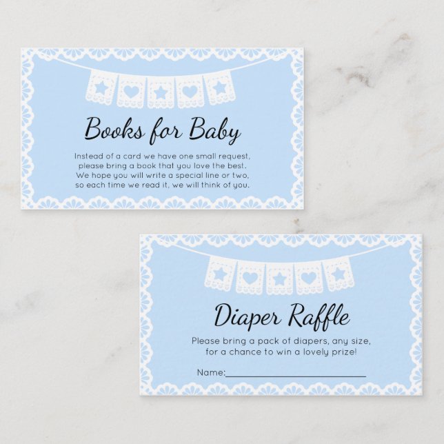 Cielito Lindo Blue Bokar för Baby Diaper Raffle Tilläggskort (Fram/baksida)