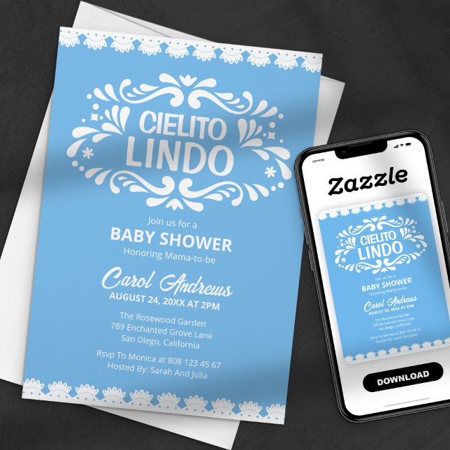 Cielito Lindo Blue Snöre Mexican Baby Shower Inbjudningar (Skapare uppladdad)