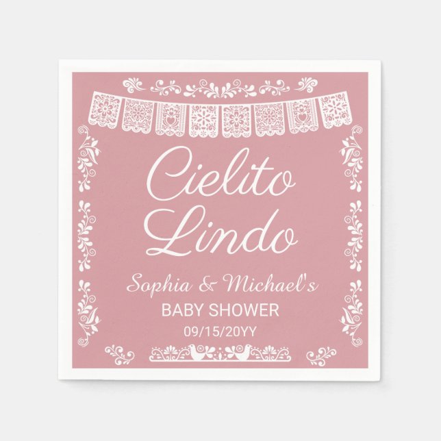 Cielito Lindo Blush Pink Baby Shower Pappersservett (Framsidan)
