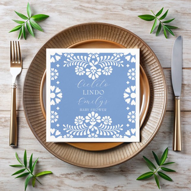 Cielito lindo dammig blå mexikansk babydusch pappersservett (Cielito lindo dusty blue Mexican baby shower personalized Napkins monogrammed customized napkins)
