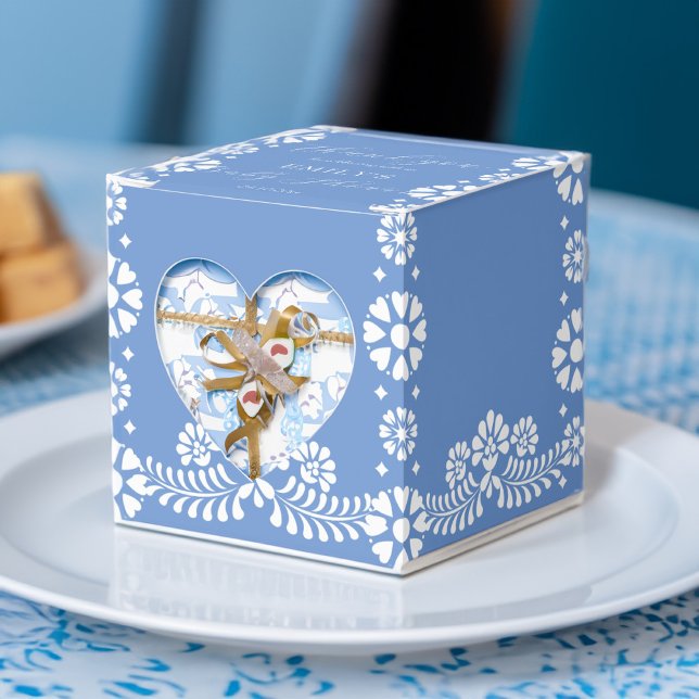 Cielito lindo dammiga blå babyduschfavörer presentaskar (Cielito lindo dusty blue baby shower favors personalized favor boxes printed candy favor box)