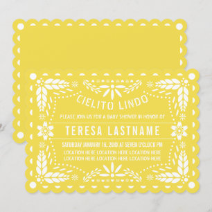Cielito lindo gult papel picado babydusch inbjudningar
