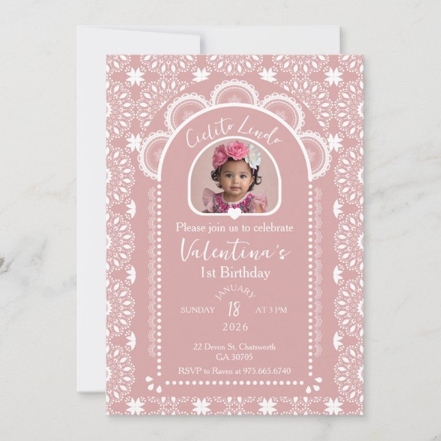 Cielito Lindo-inbjudan 1:a födelsedagen med foto Inbjudningar (Framsida)