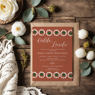 Cielito Lindo Mexican Barro Boho Baby Shower Inbjudningar