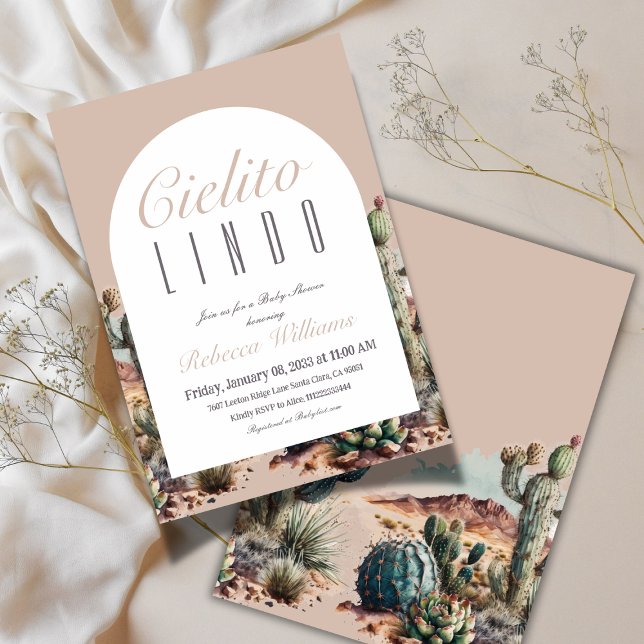 Cielito Lindo Mexican Beige Cactus Baby Shower Inbjudningar (Skapare uppladdad)